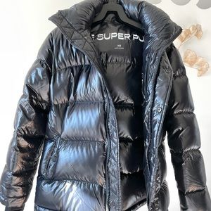 Aritzia -Super Puffer- BLACK Shiny goose-down puffer jacket XS/Purchased 12.2020